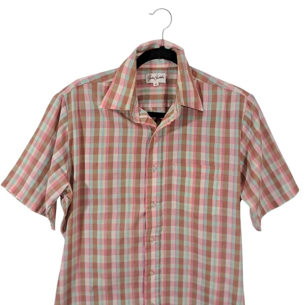 Vintage‎ Shirt Jordan Christophe Mens Size Medium Plaid 80s Lightweight Sheer - Picture 3 of 12